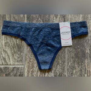 New Jockey Smooth & Shine Seamfree Thong Panties Size 5/S Blue Heather